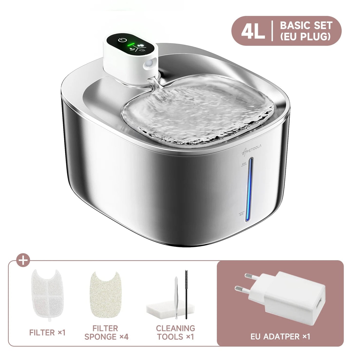 APETDOLA 4L Wireless Pet Fountain - Auto-Sensor Water Dispenser with 3 Modes for Cats & Dogs