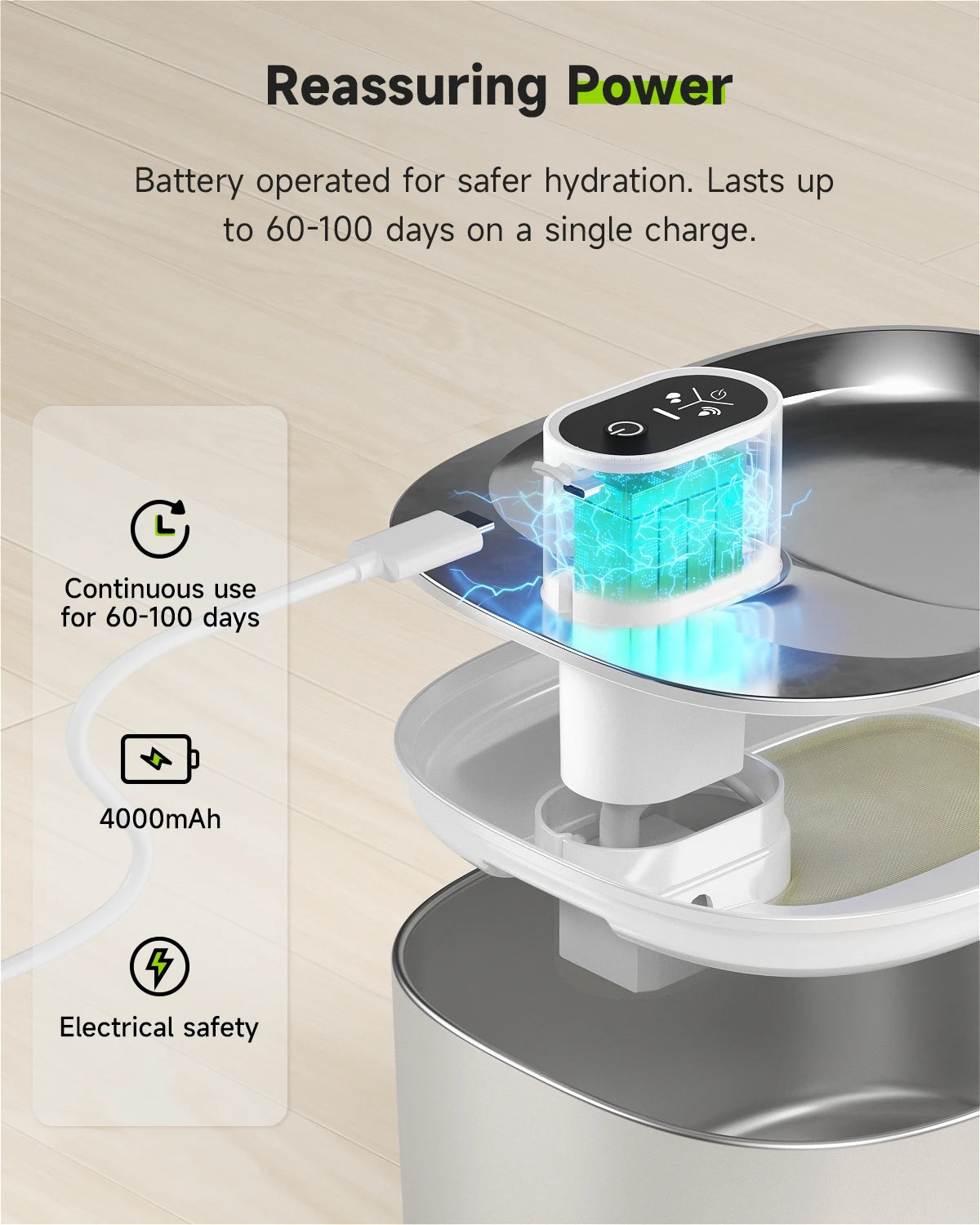APETDOLA 4L Wireless Pet Fountain - Auto-Sensor Water Dispenser with 3 Modes for Cats & Dogs
