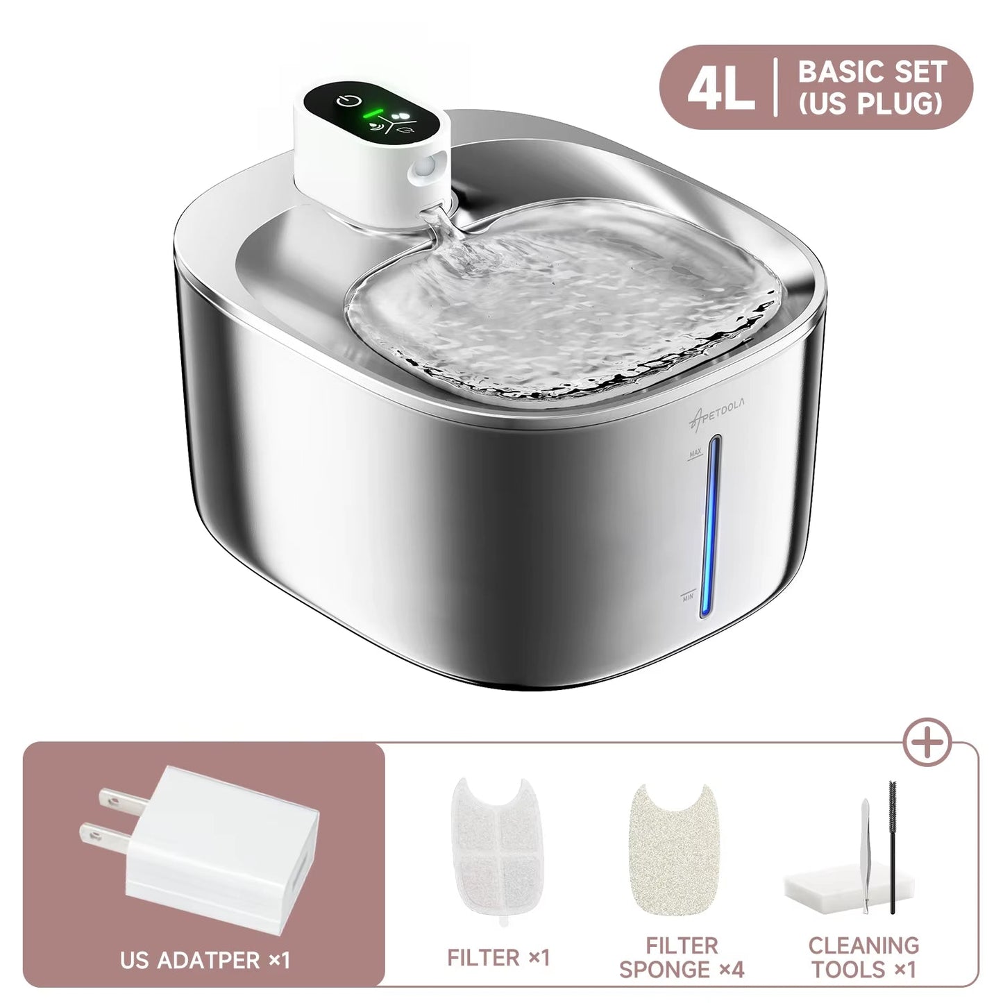 APETDOLA 4L Wireless Pet Fountain - Auto-Sensor Water Dispenser with 3 Modes for Cats & Dogs